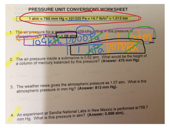 Pressure conversions chem worksheet 13 1