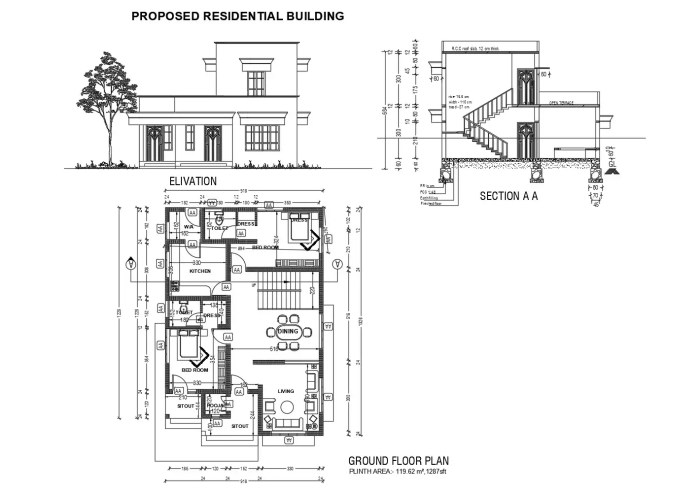 Elevations show the horizontal layout of a building