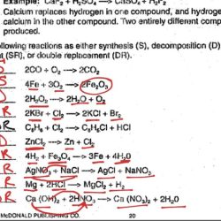 Chapter 7 chemical reactions worksheet answer key